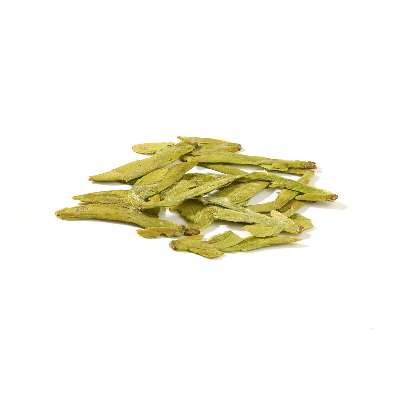 Macro shot of a pile of green tea leaves