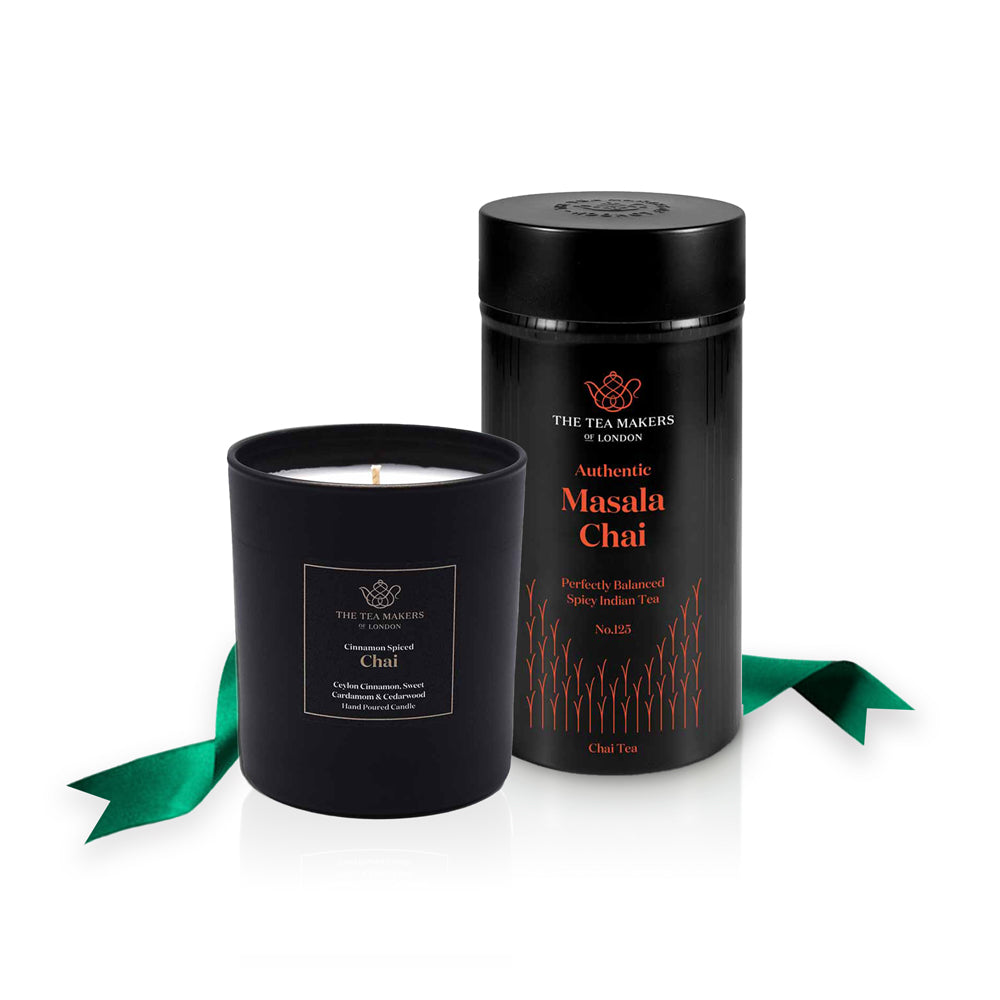 Authentic Masala Chai Caddy 125g with Chai Jar Candle 