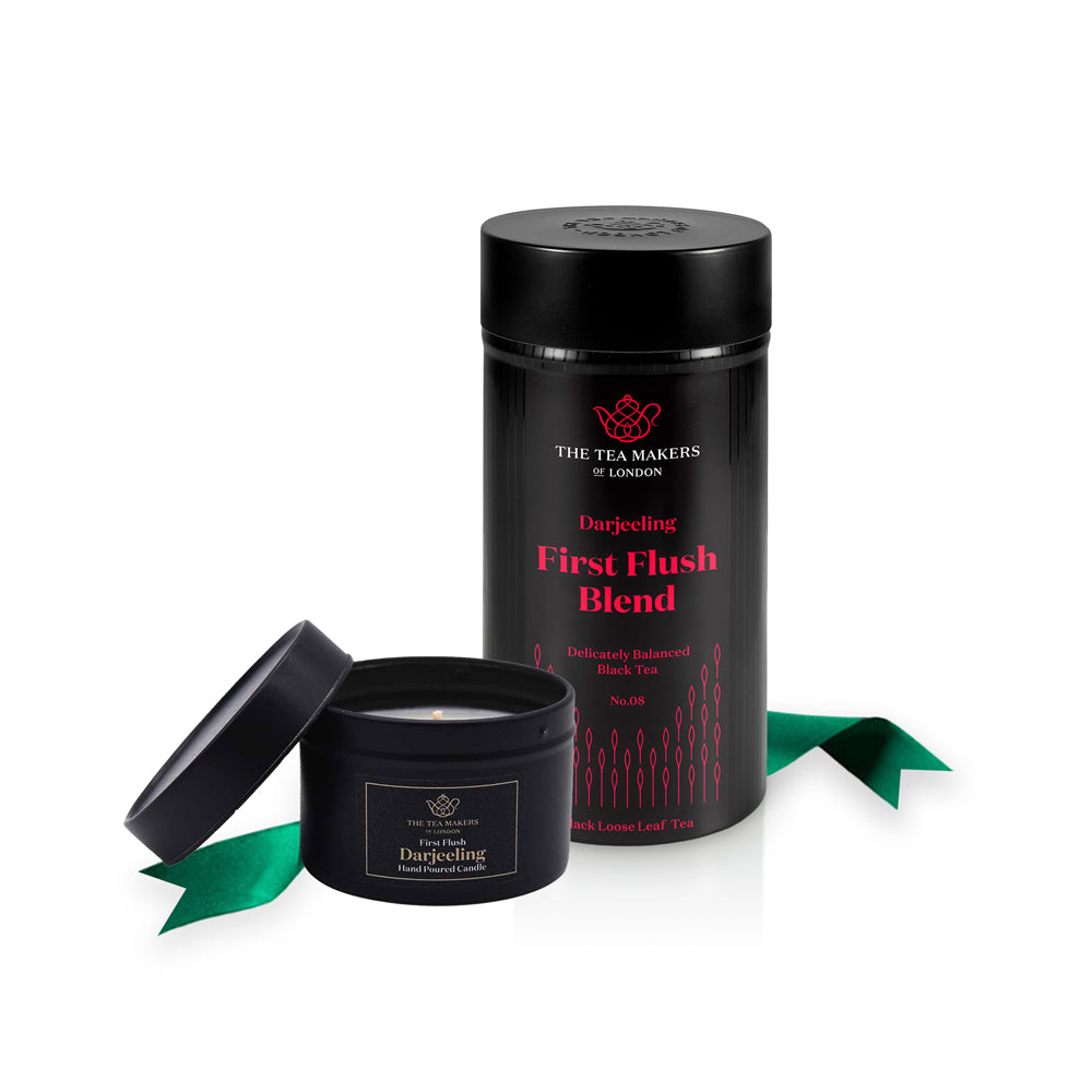 First Flush Blend Darjeeling Caddy 125g with Travel Size Darjeeling candle 